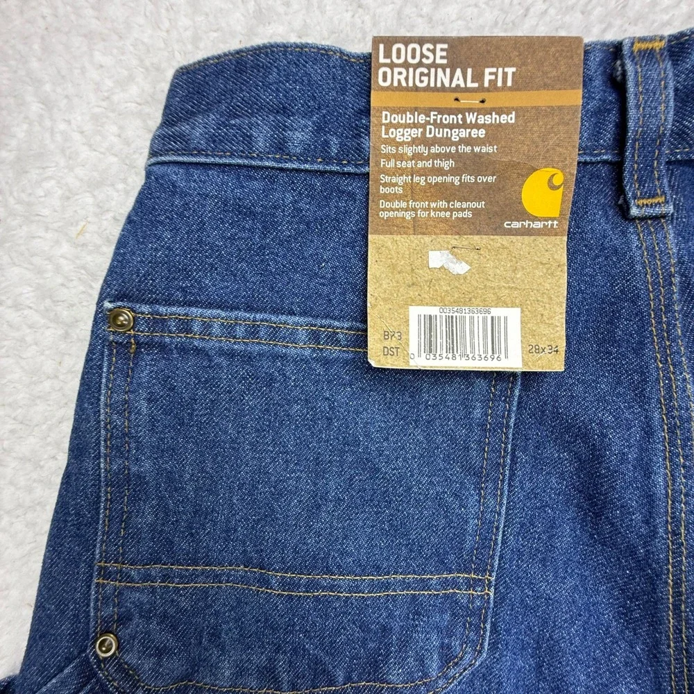 Carhartt Double Front Washed Logger Dungaree Jeans B73 DST Darkstone 28x34 NWT